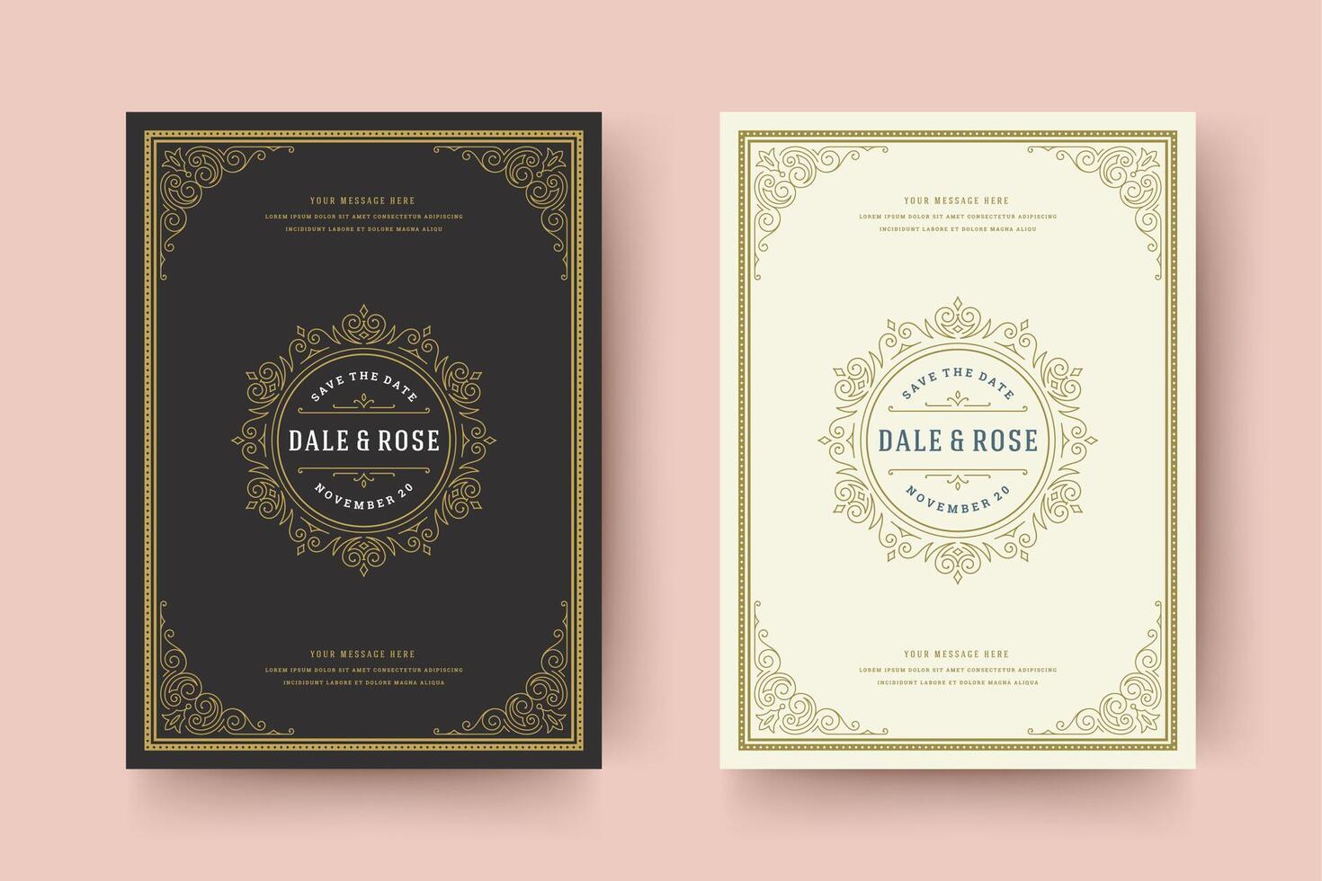 Wedding invitation save the date card typographic elegant template illustration. vector