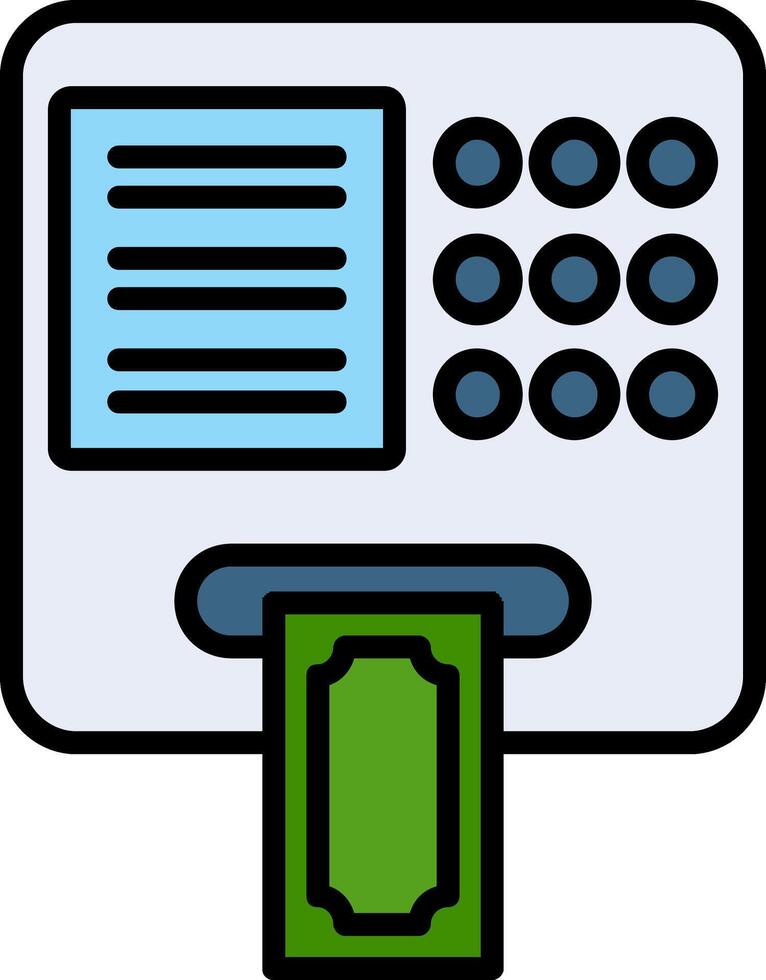 ATM Machine Line Filled Icon vector