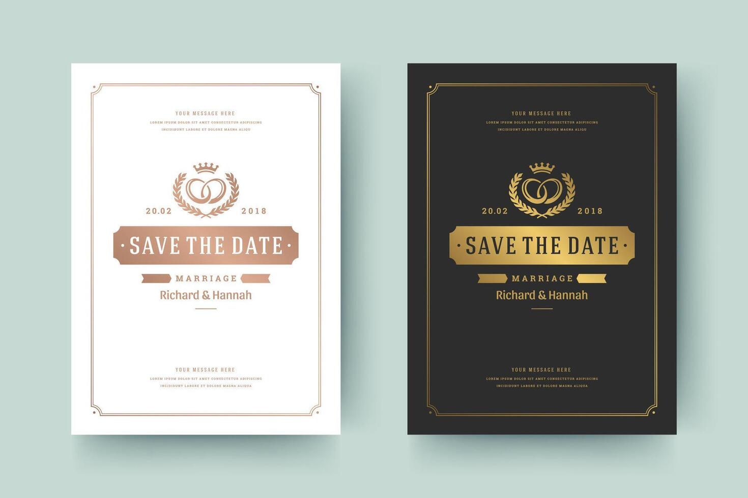 Wedding invitation save the date card typographic elegant template illustration. vector