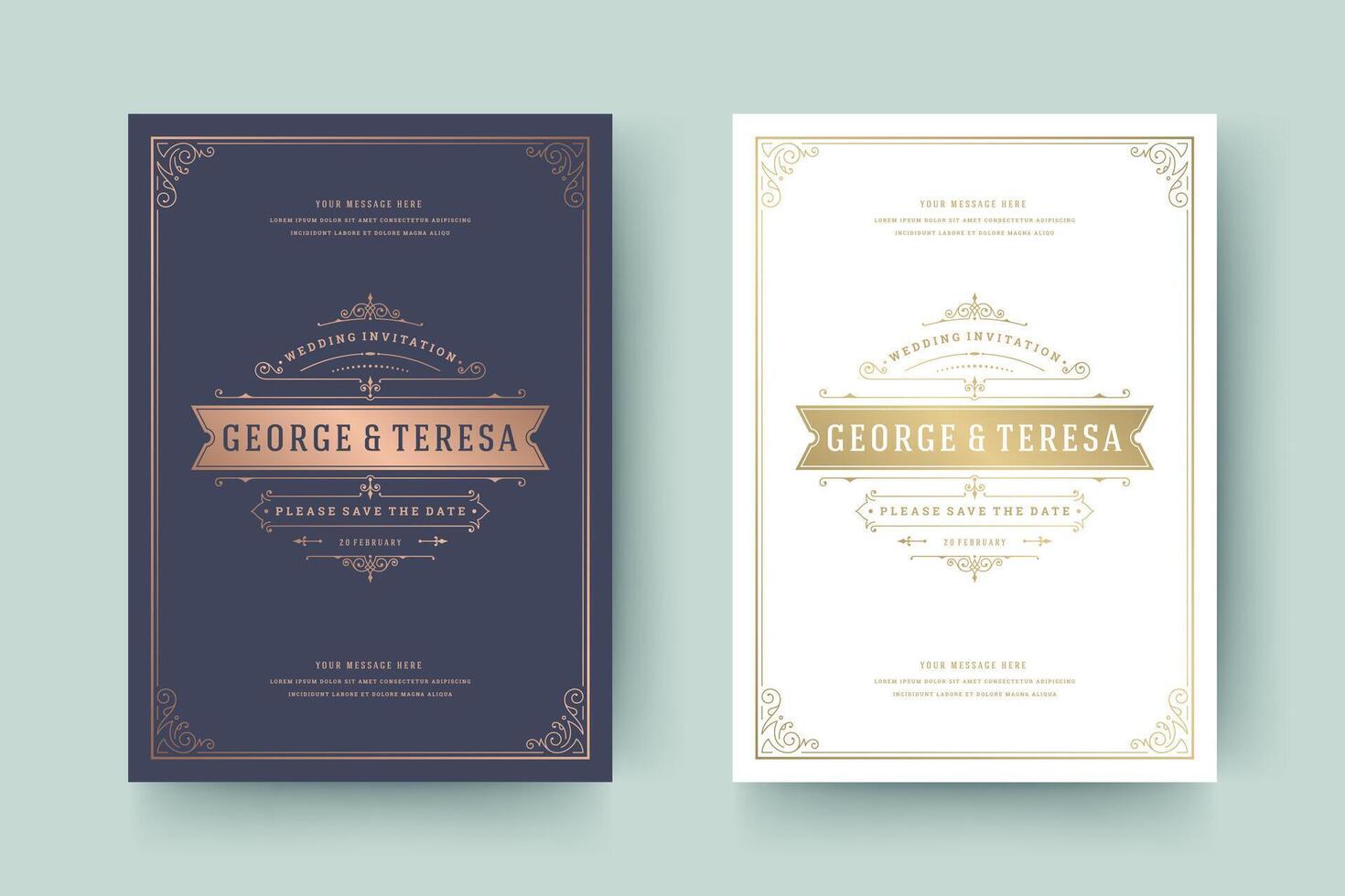 Wedding invitation save the date card typographic elegant template illustration. vector