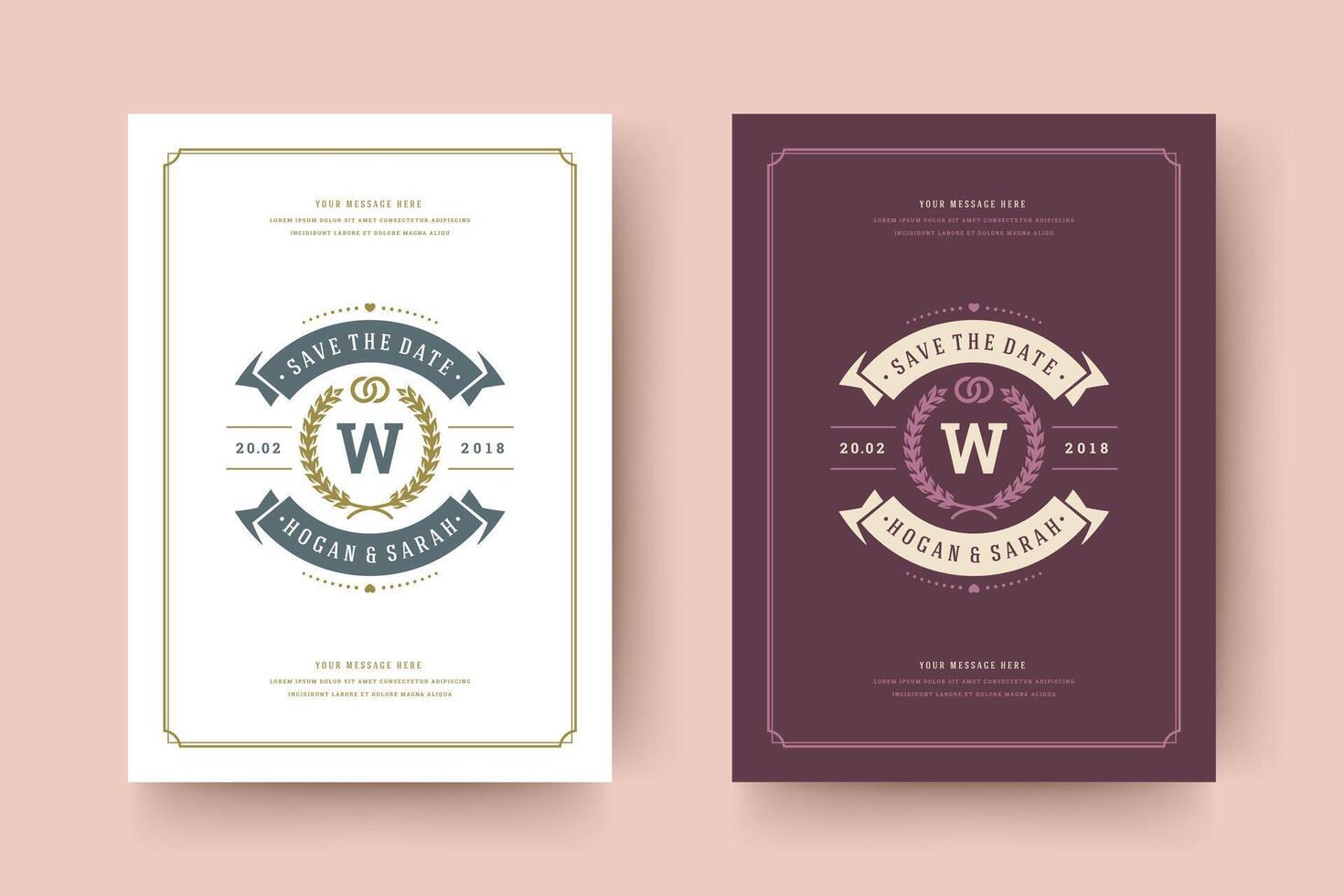 Wedding invitation save the date card typographic elegant template illustration. vector