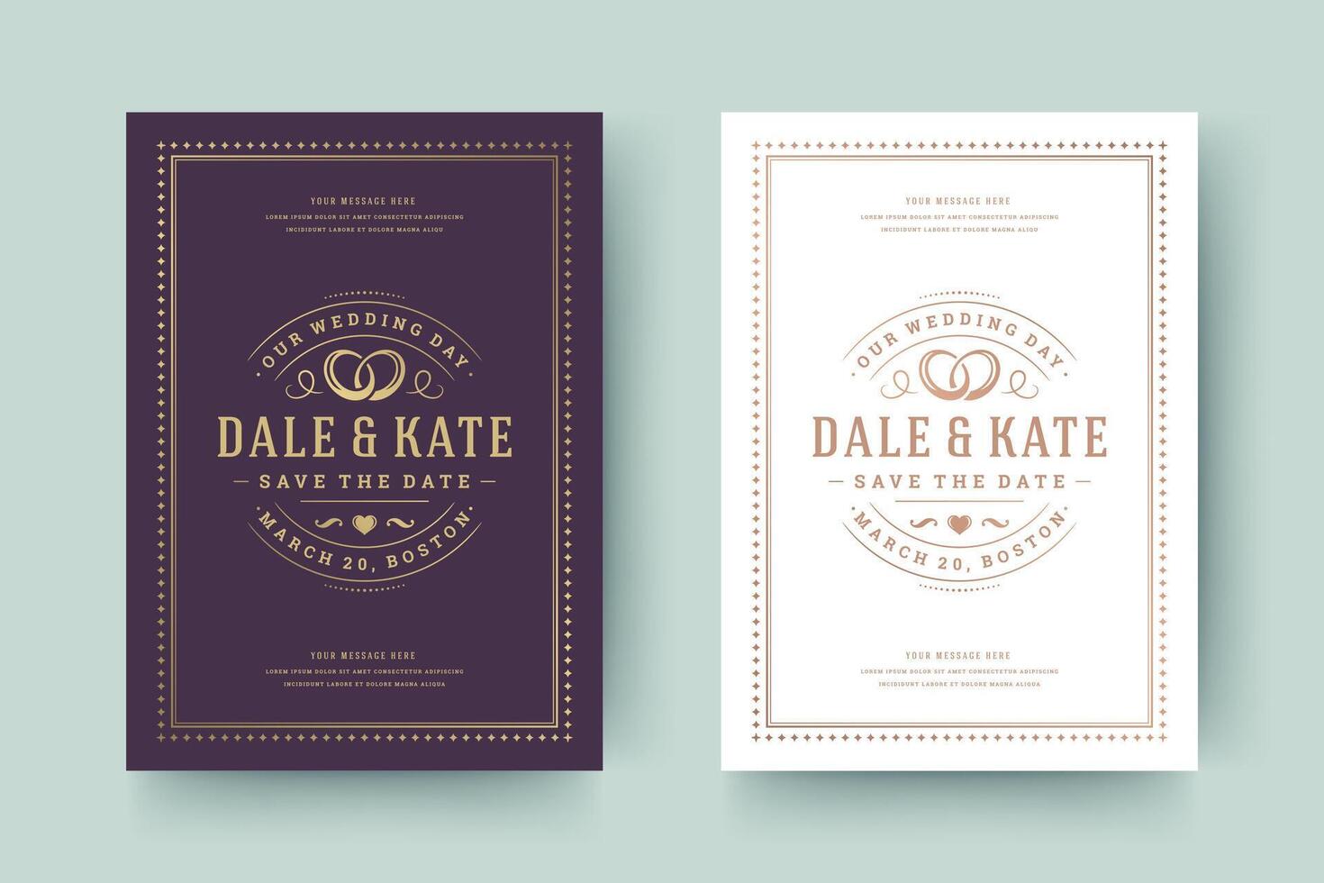 Wedding invitation save the date card typographic elegant template illustration. vector