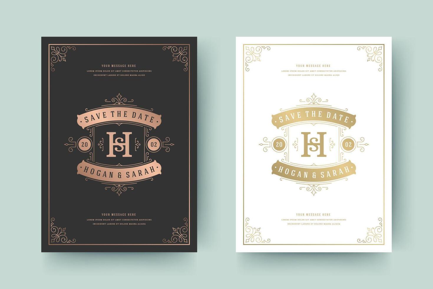 Wedding invitation save the date card typographic elegant template illustration. vector