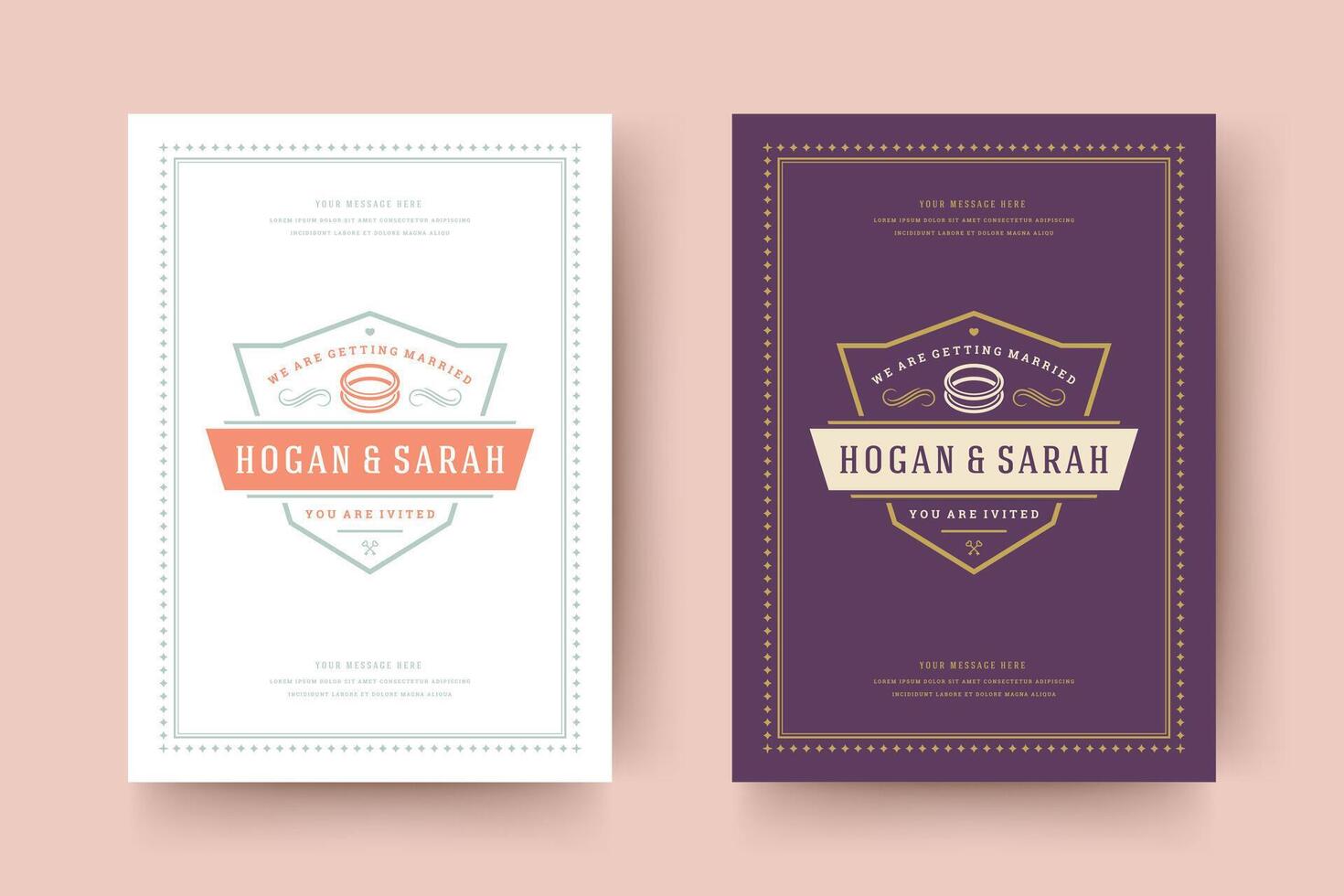 Wedding invitation save the date card typographic elegant template illustration. vector