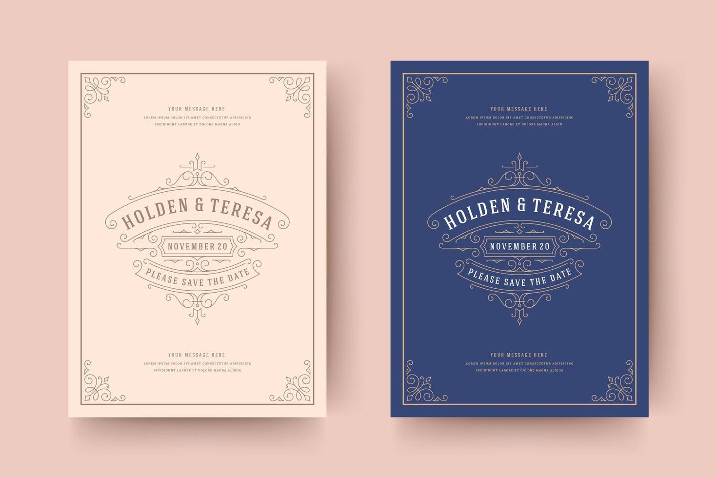 Wedding invitation save the date card typographic elegant template illustration. vector