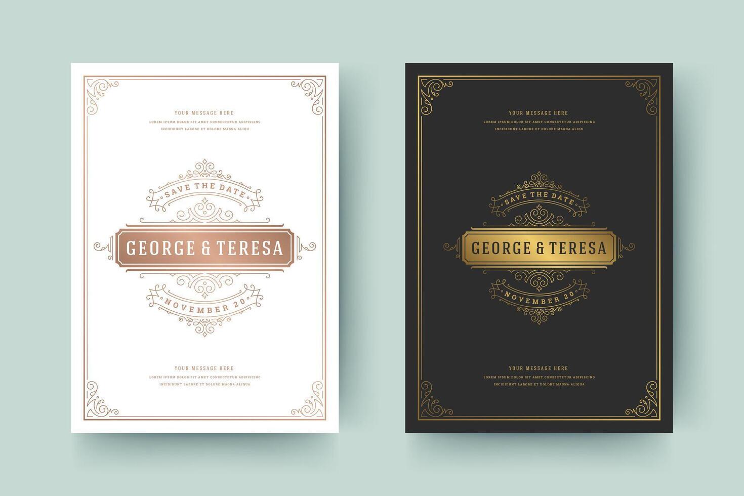 Wedding invitation save the date card typographic elegant template illustration. vector