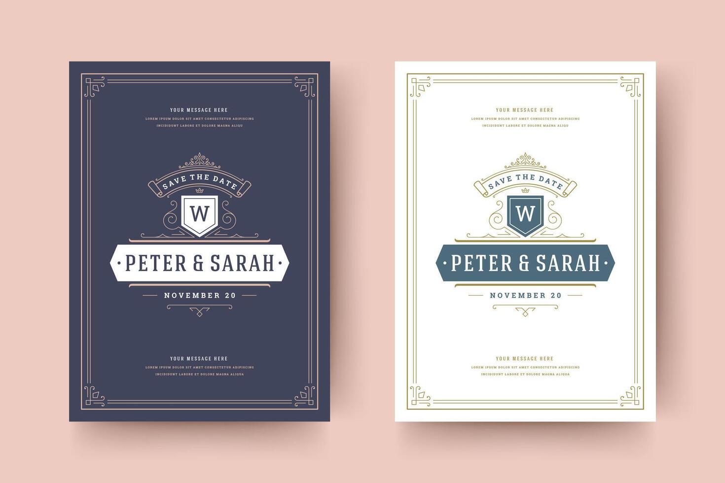 Wedding invitation save the date card typographic elegant template illustration. vector