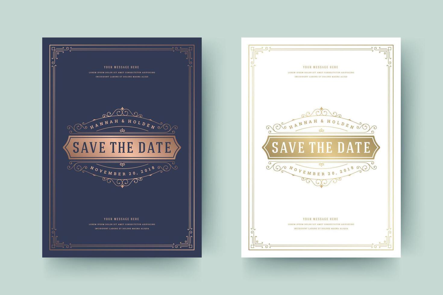 Wedding invitation save the date card typographic elegant template illustration. vector