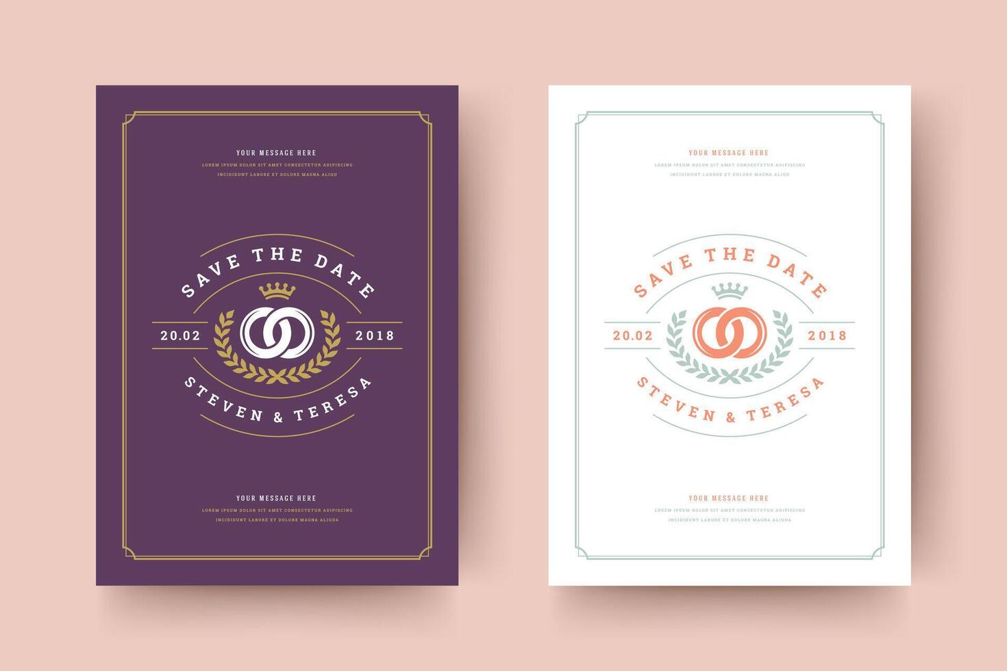 Wedding invitation save the date card typographic elegant template illustration. vector