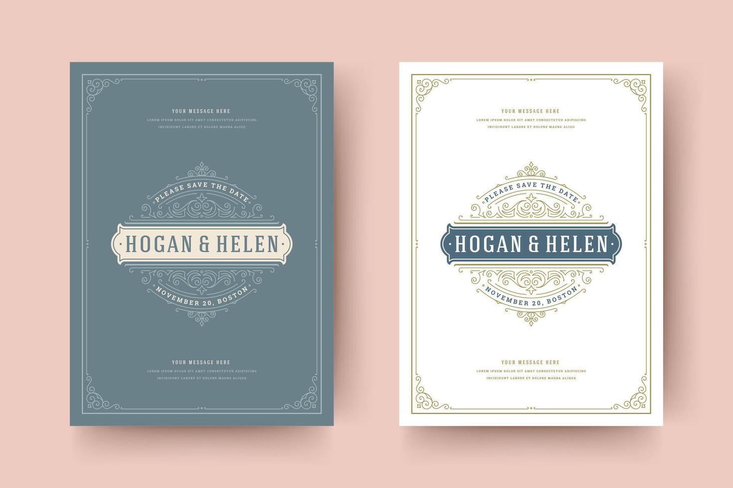 Wedding invitation save the date card typographic elegant template illustration. vector
