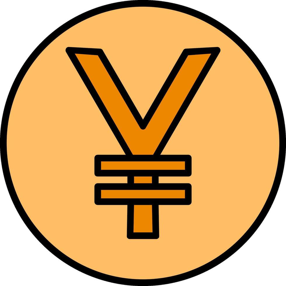 Yen Coin Line Filled Icon vector
