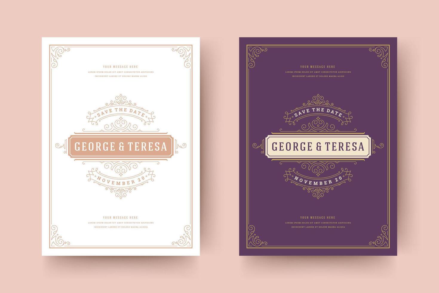 Wedding invitation save the date card typographic elegant template illustration. vector