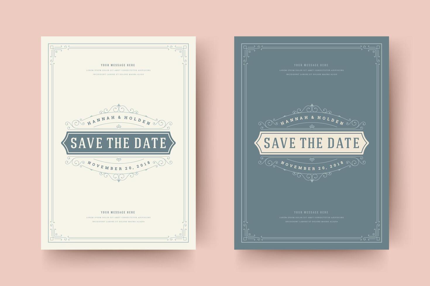 Wedding invitation save the date card typographic elegant template illustration. vector