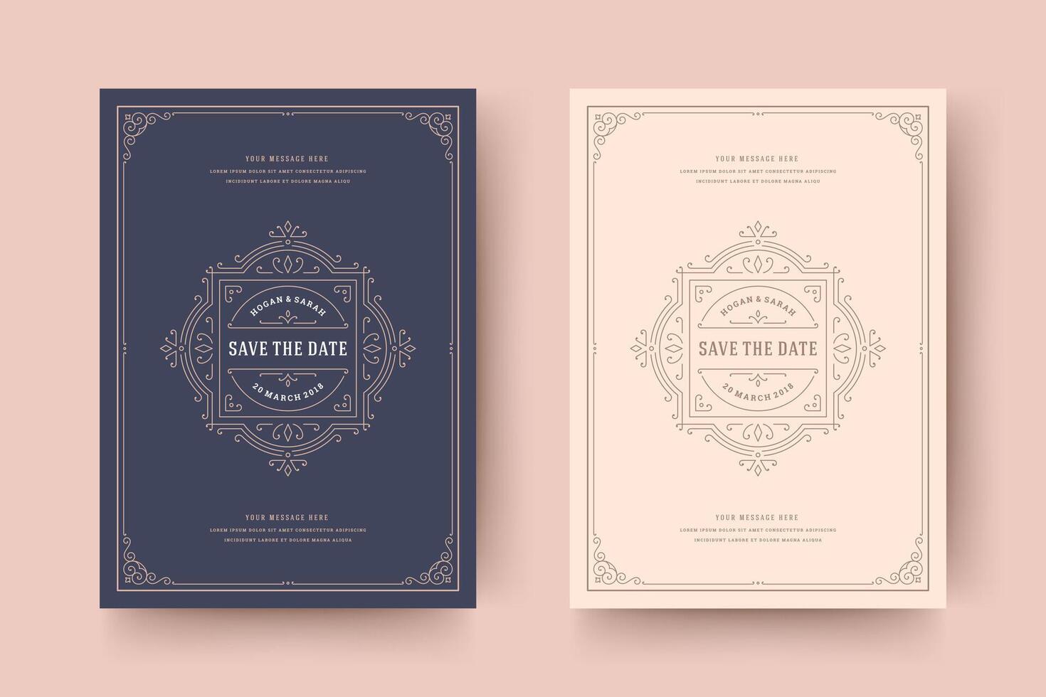 Wedding invitation save the date card typographic elegant template illustration. vector