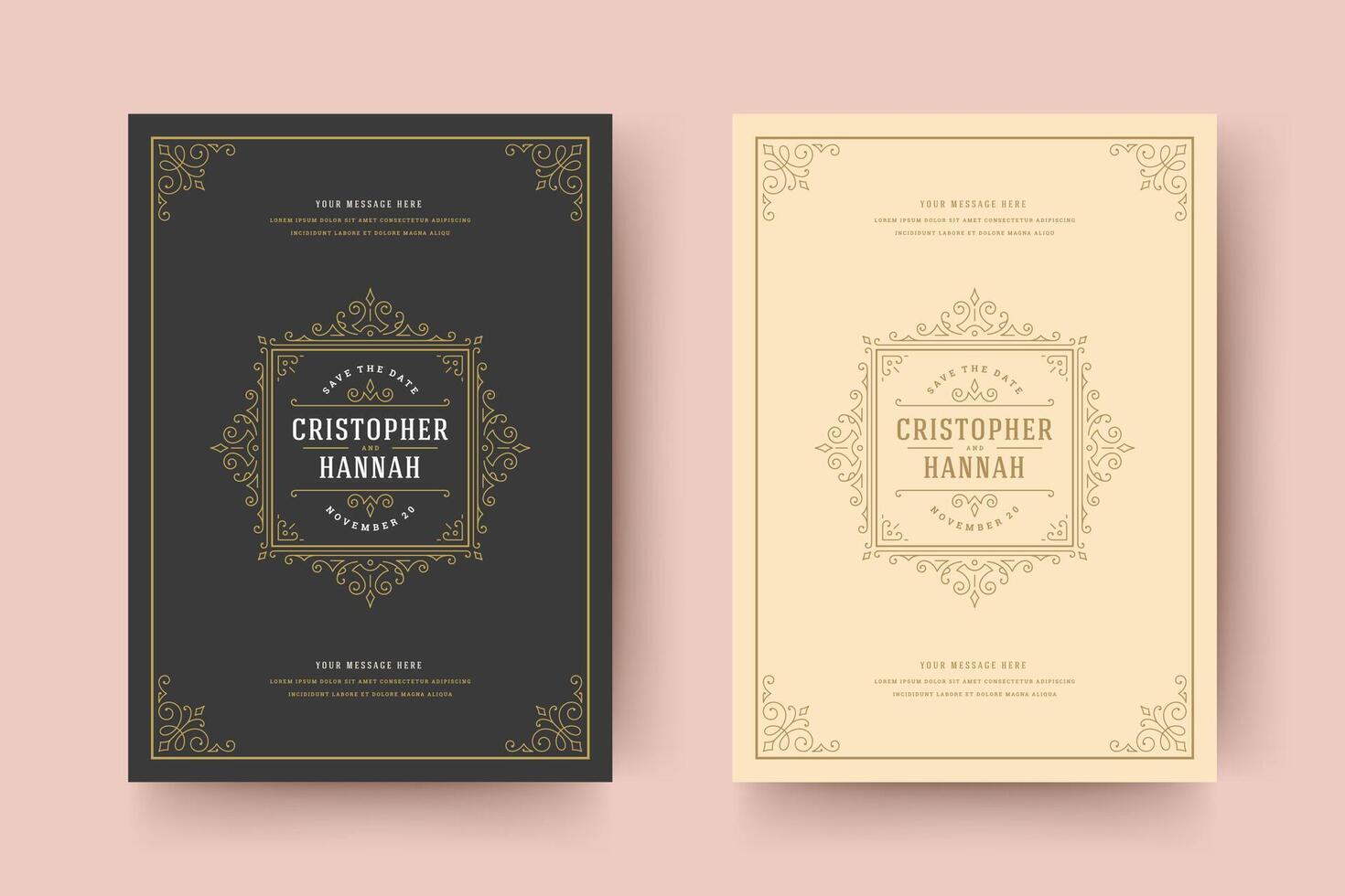 Wedding invitation save the date card typographic elegant template illustration. vector