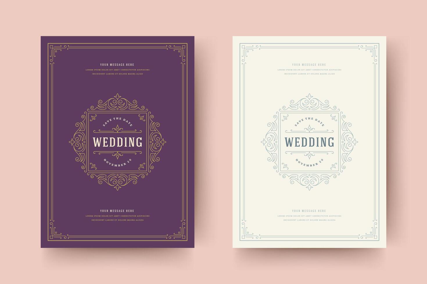 Wedding invitation save the date card typographic elegant template illustration. vector