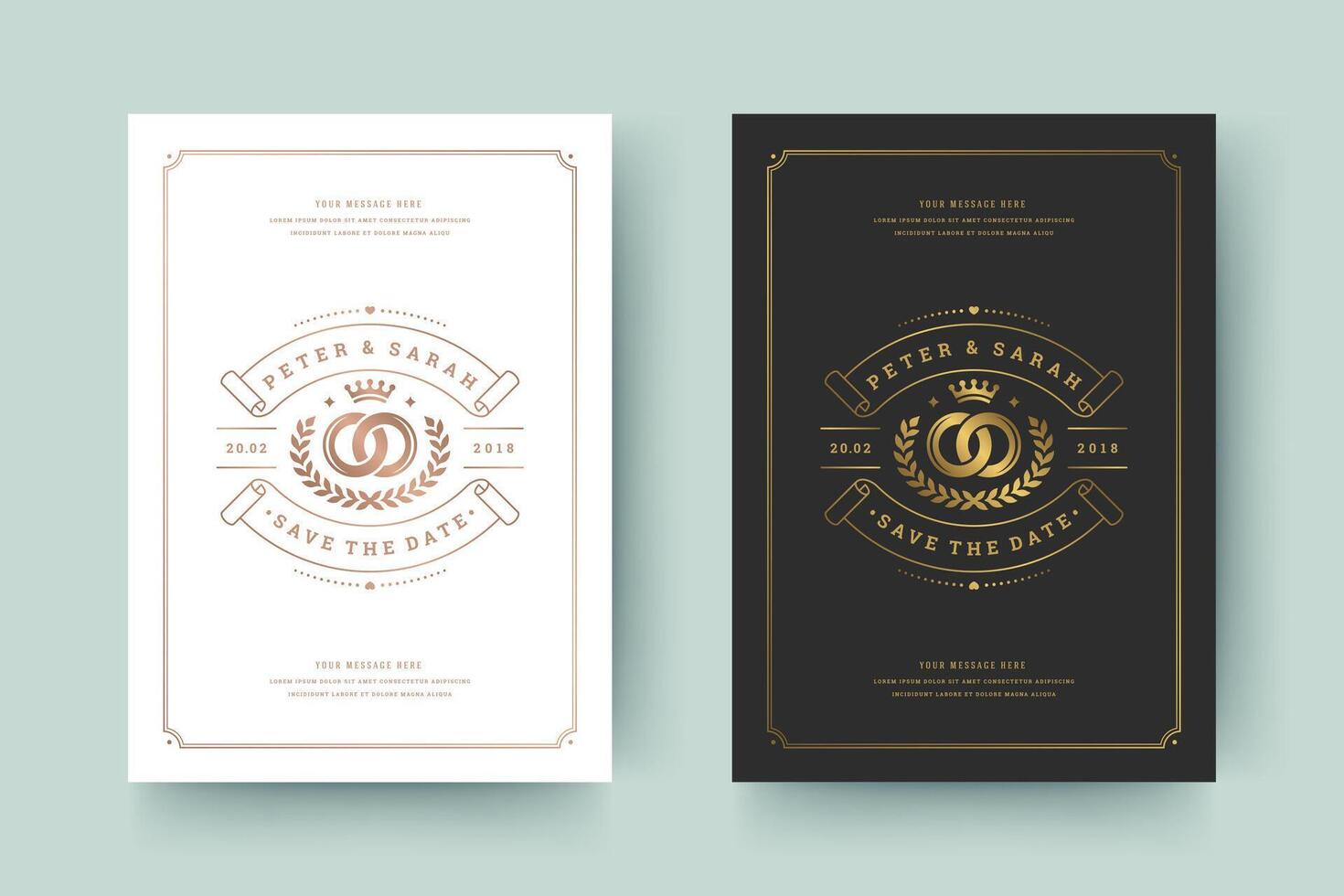 Wedding invitation save the date card typographic elegant template illustration. vector