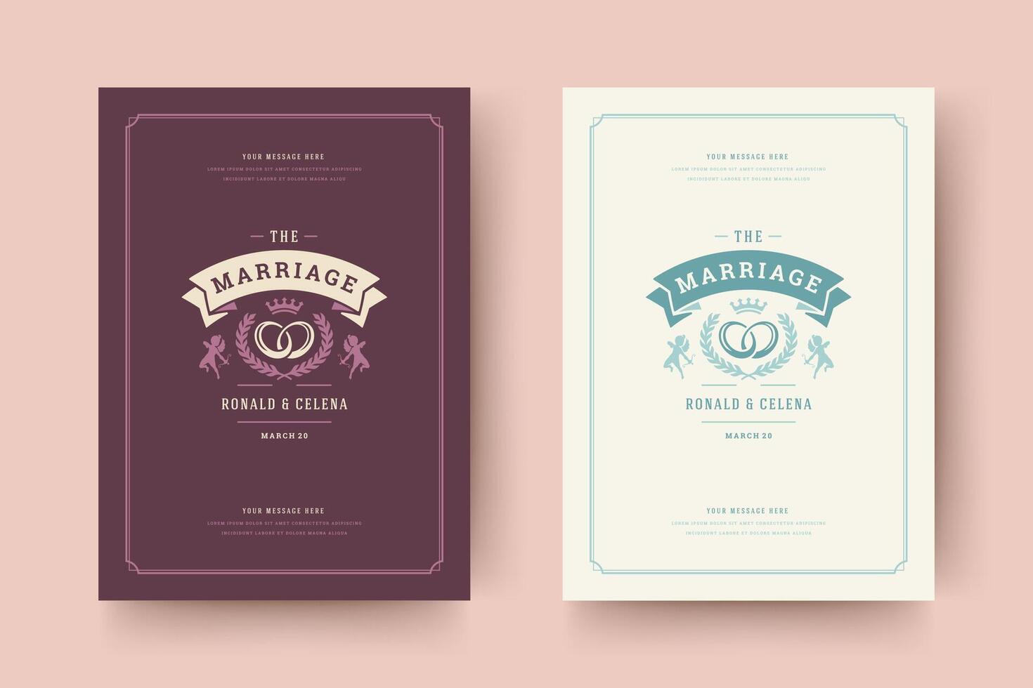 Wedding invitation save the date card typographic elegant template illustration. vector