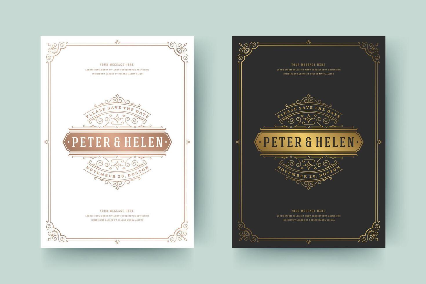 Wedding invitation save the date card typographic elegant template illustration. vector