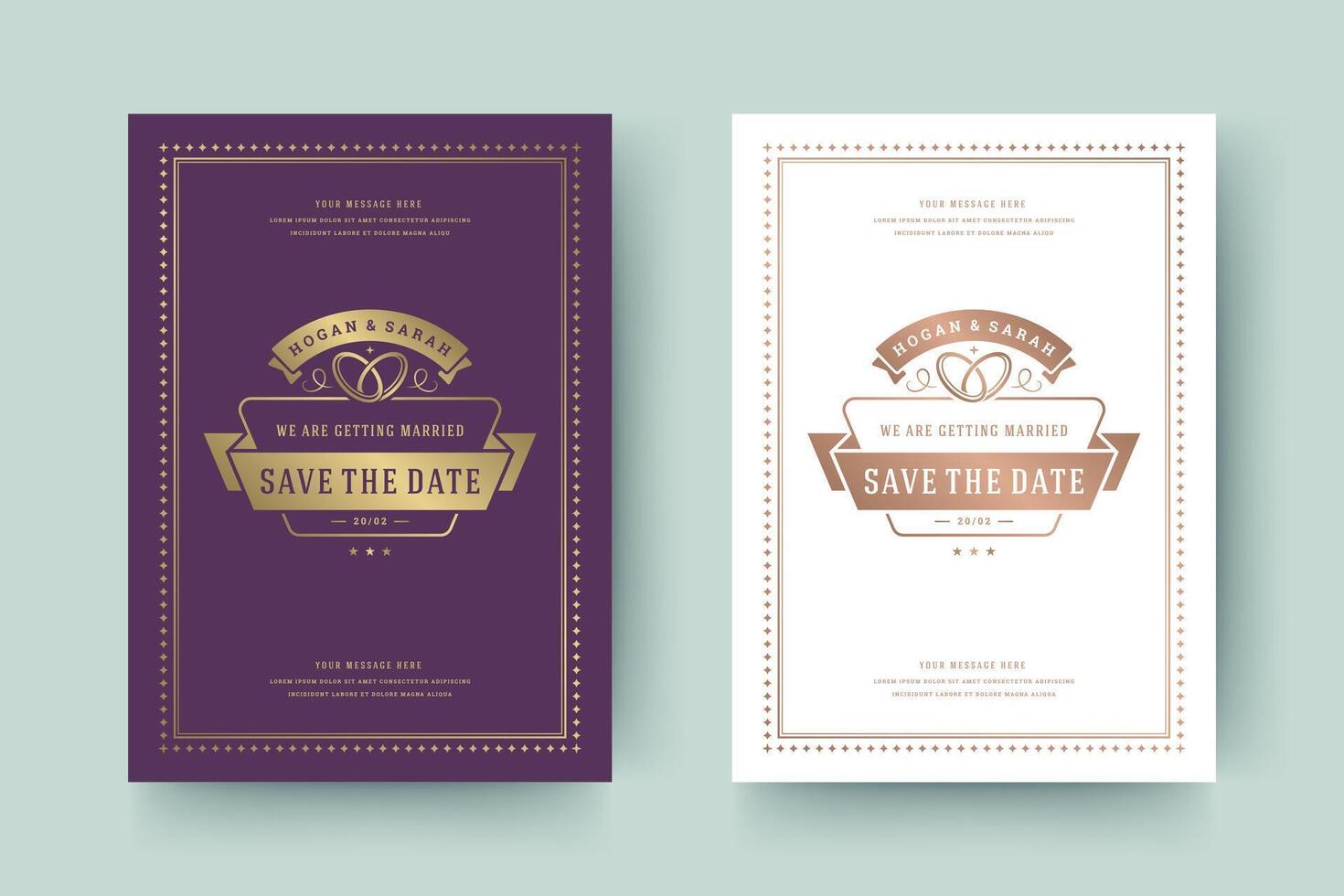 Wedding invitation save the date card typographic elegant template illustration. vector