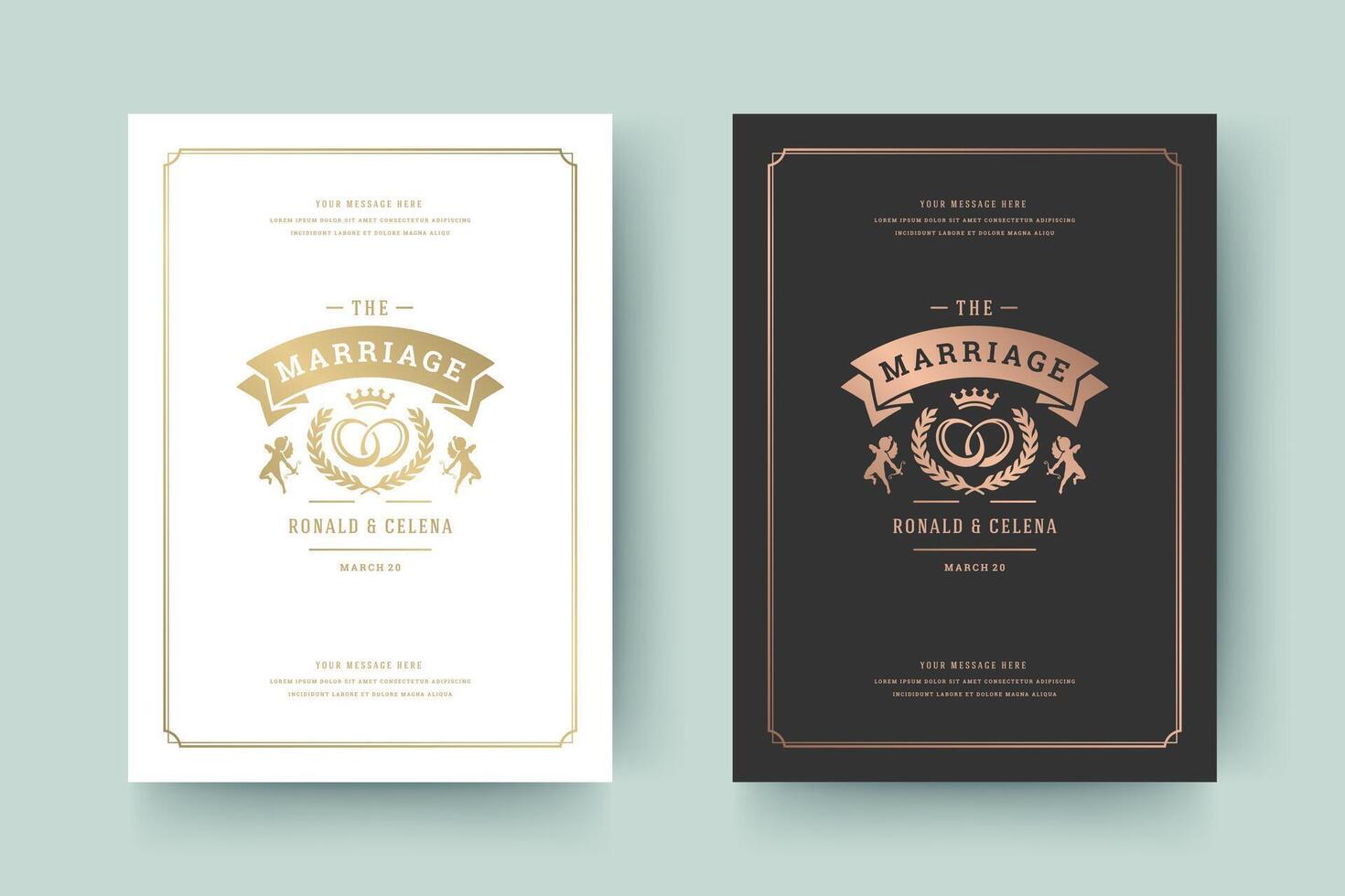 Wedding invitation save the date card typographic elegant template illustration. vector