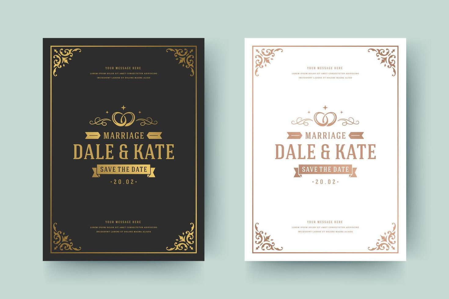 Wedding invitation save the date card typographic elegant template illustration. vector