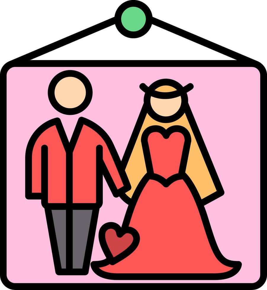 Wedding Photos Line Filled Icon vector