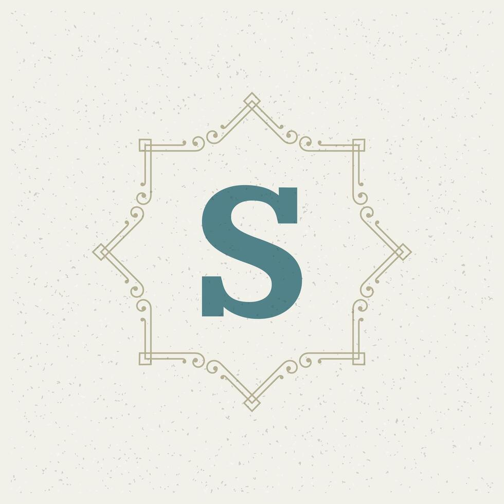 Flourishes calligraphic monogram emblem template vector
