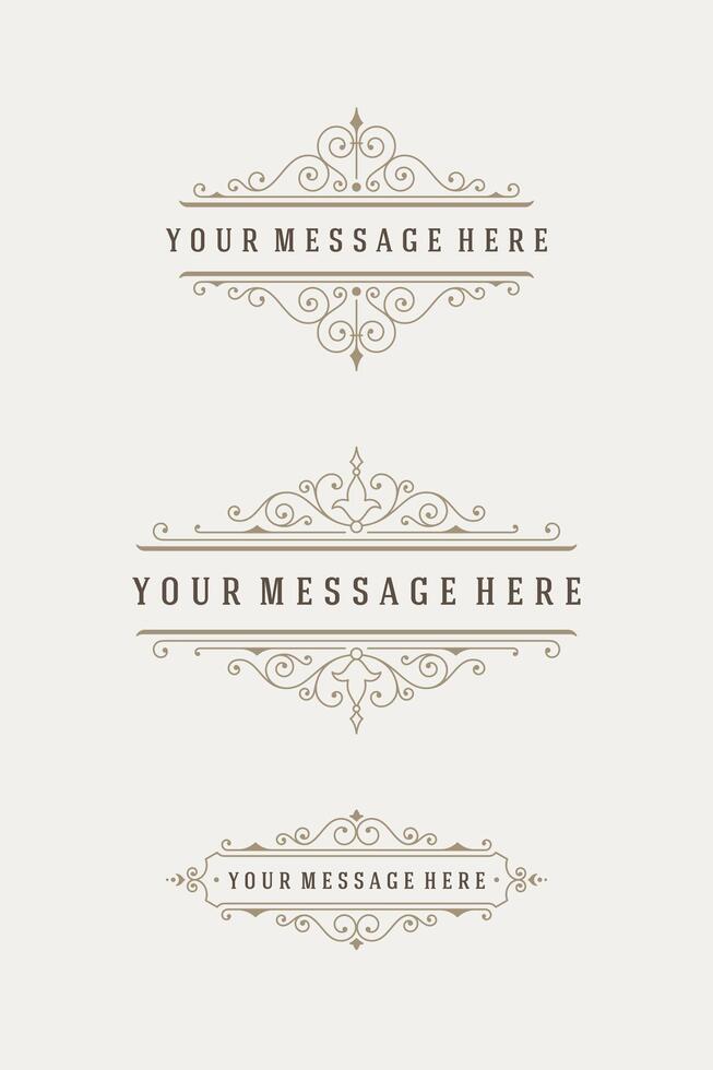 Vintage Ornaments Decorations Design Elements and Place For Text vector