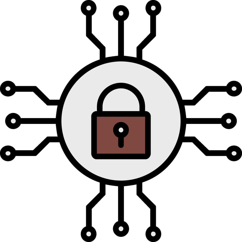 Network Security Line Filled Icon vector