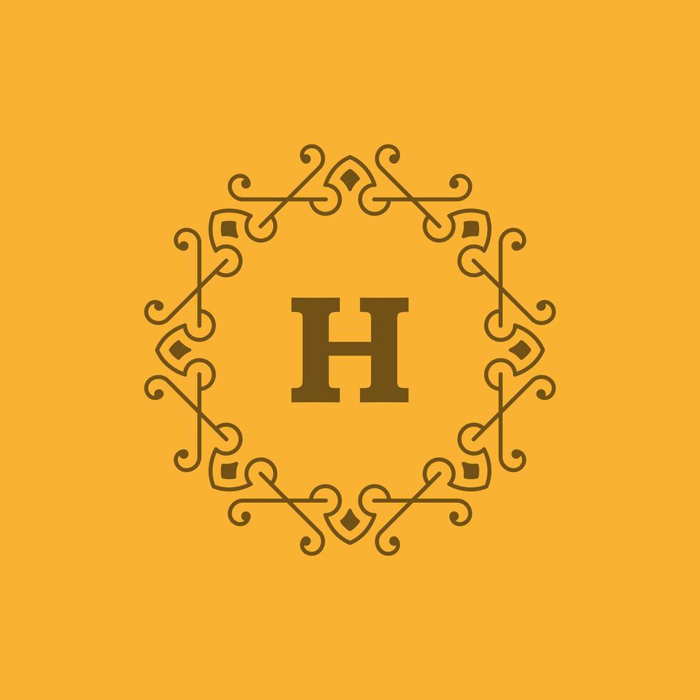 Flourishes calligraphic monogram emblem template vector