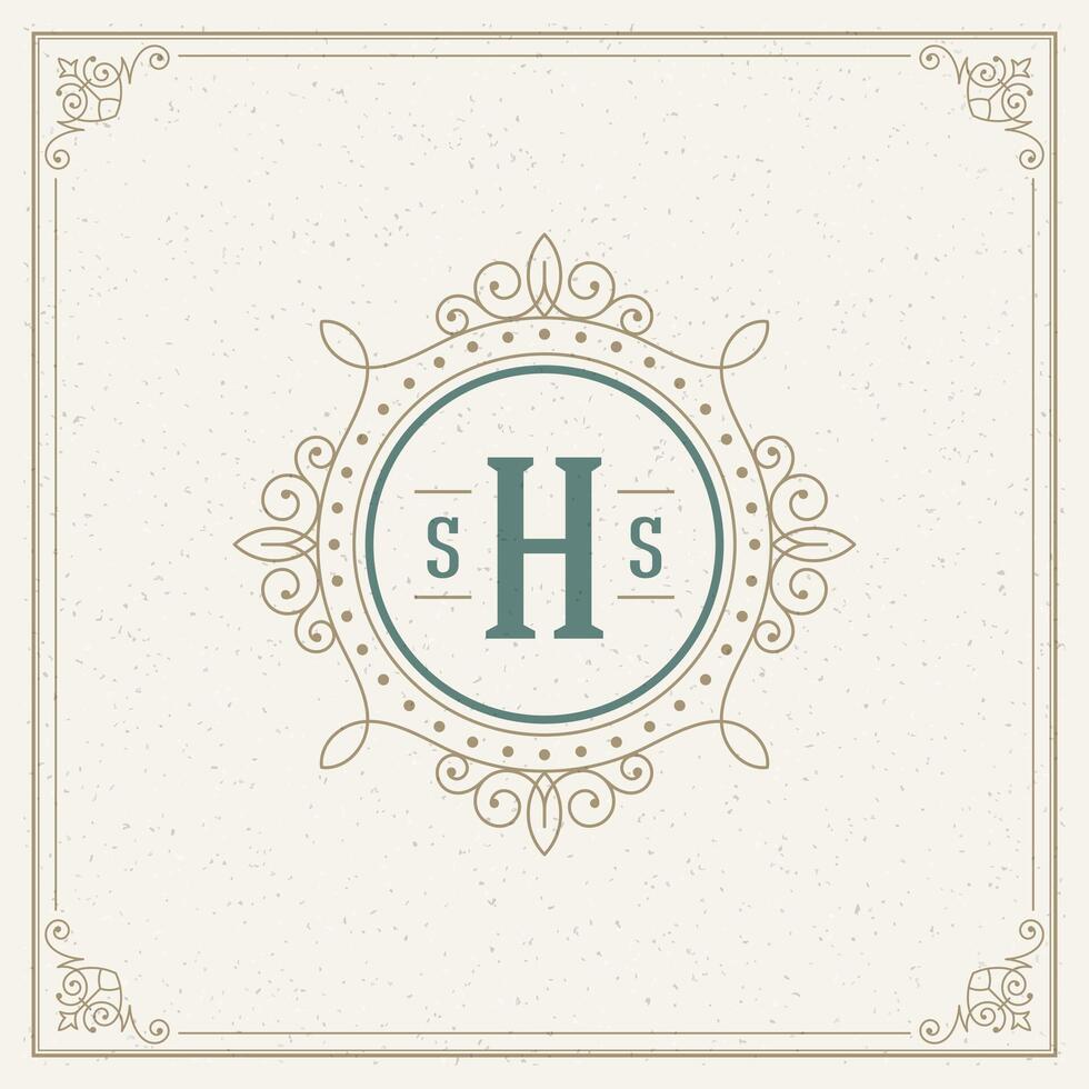 Royal Logo Design Template. Flourishes calligraphic elegant ornament lines. vector