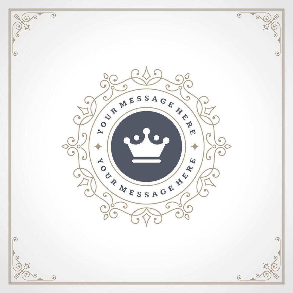 Royal Logo Design Template. Flourishes calligraphic elegant ornament lines. vector