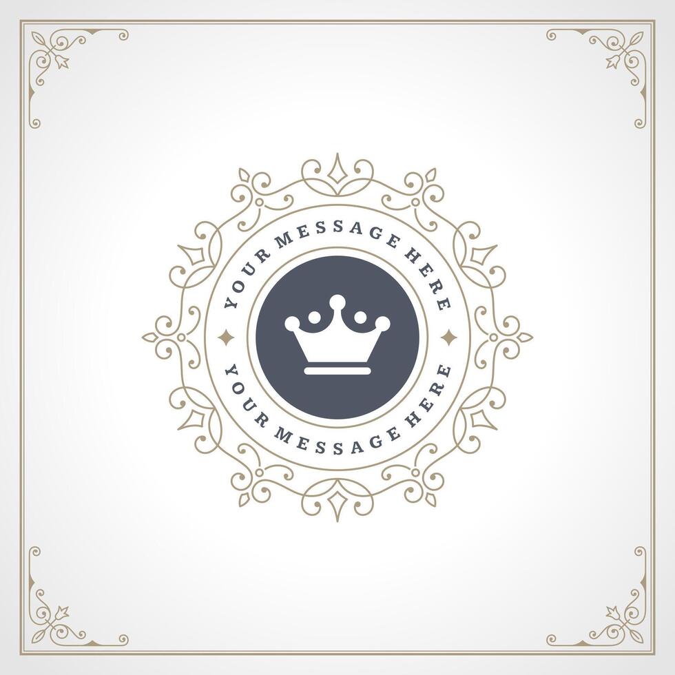 Royal Logo Design Template. Flourishes calligraphic elegant ornament lines. vector