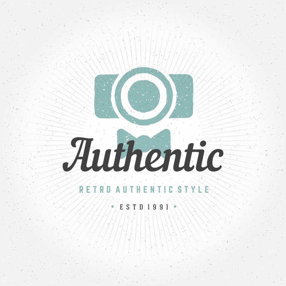 Photographer Hand Drawn Logo Template. Design Element Vintage Style vector