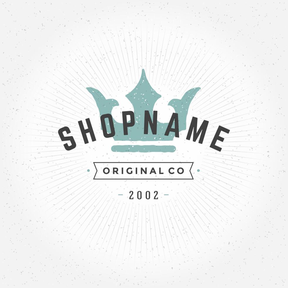 Hand drawn King Crown Logo Vintage Style for Logotype vector