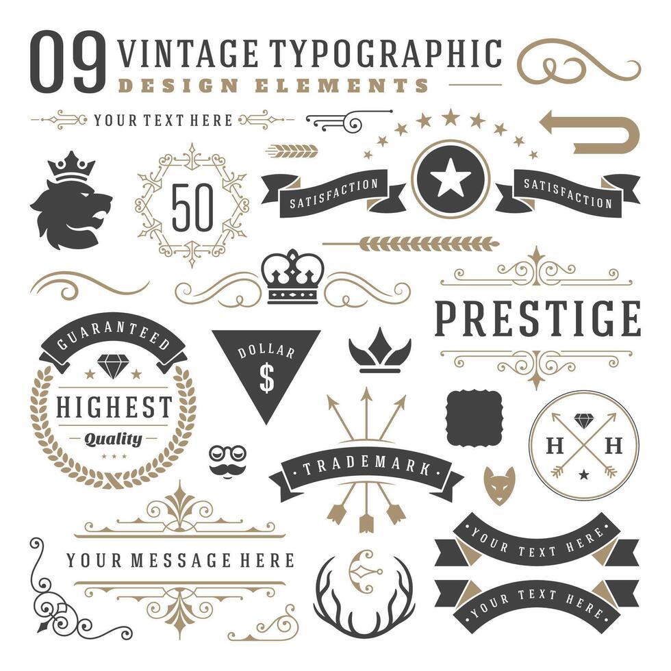 Retro vintage typographic design elements vector