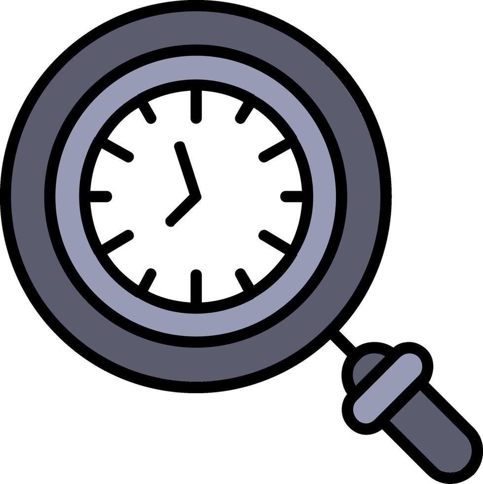 icono lleno de línea de reloj vector