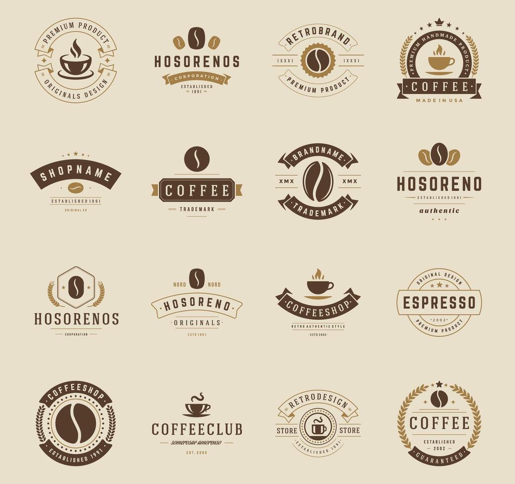 Coffee Shop Logos, Badges and Labels Design Elements set vector