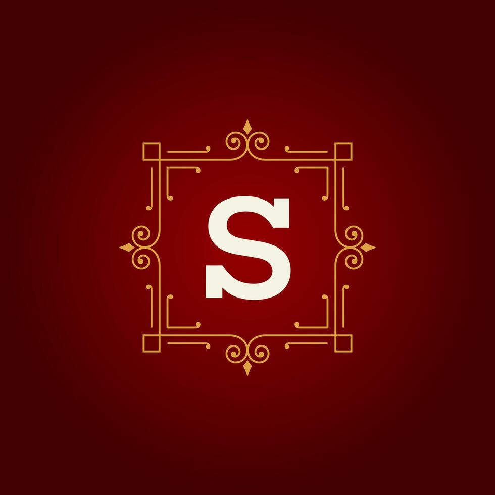Flourishes calligraphic monogram emblem template vector