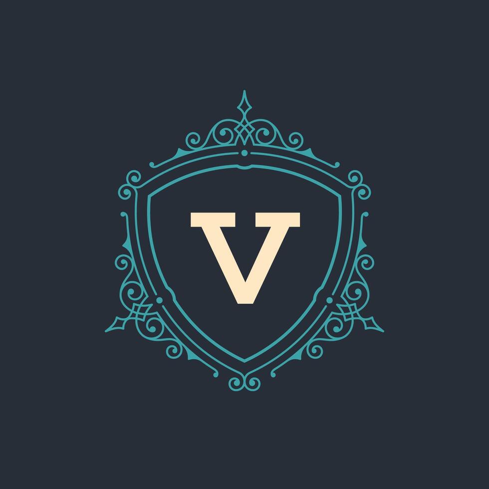 Flourishes calligraphic monogram emblem template vector