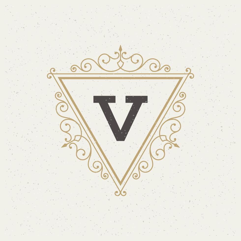 Flourishes calligraphic monogram emblem template vector