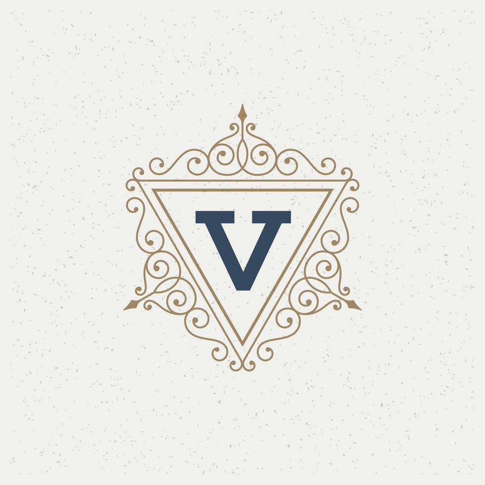 Flourishes calligraphic monogram emblem template vector