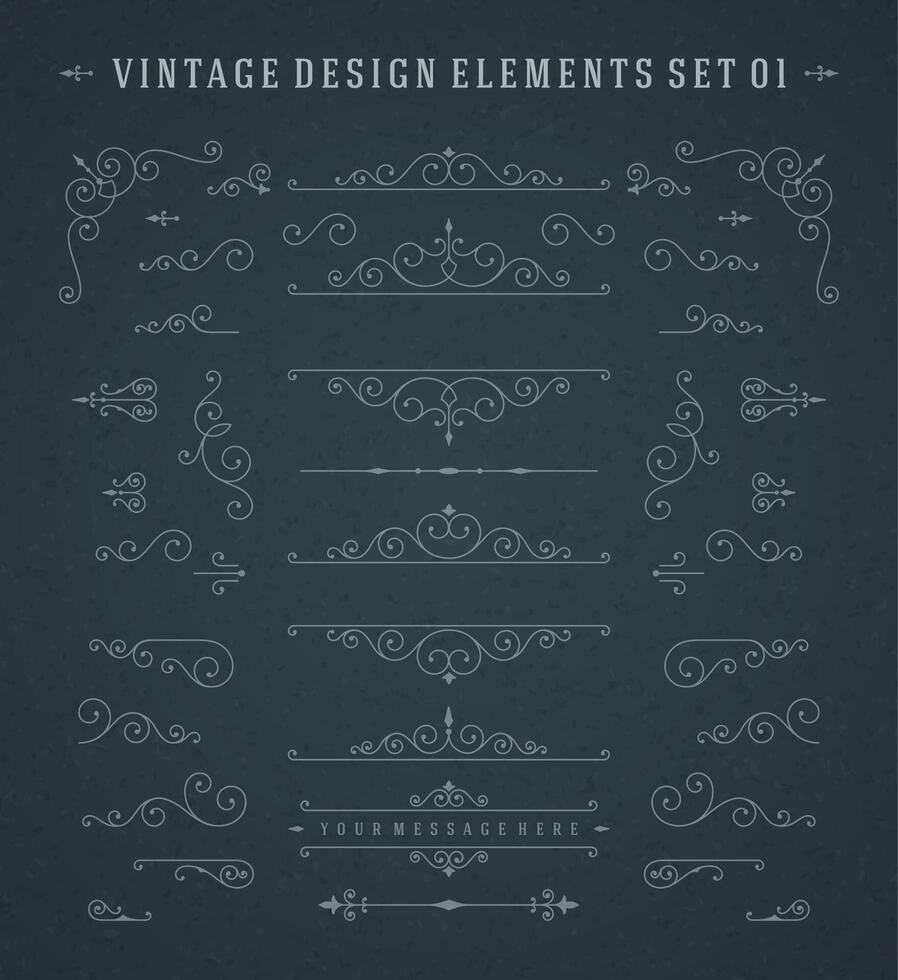 Vintage Swirls Ornaments Decorations Design Elements vector