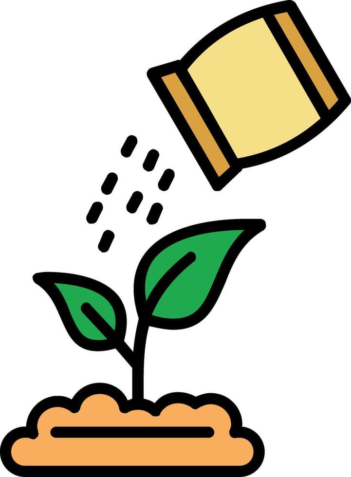 Fertilize The Plants Line Filled Icon vector