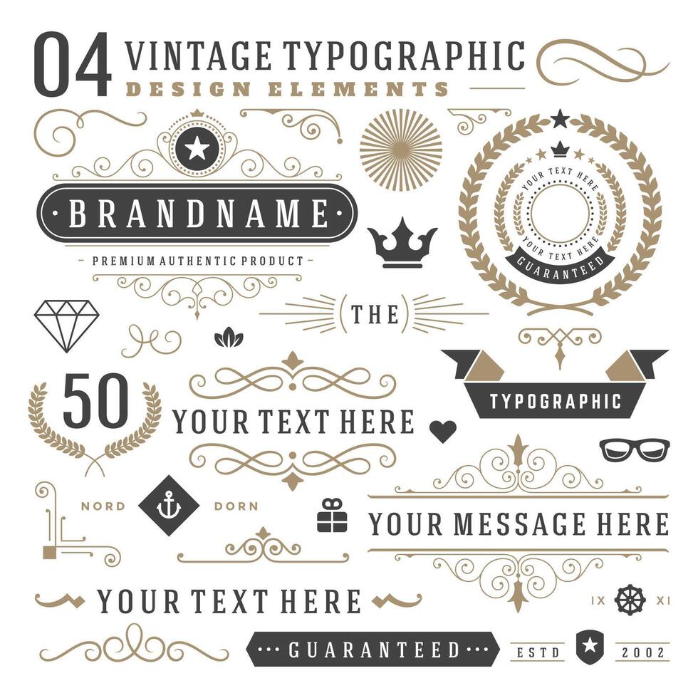 Retro vintage typographic design elements vector