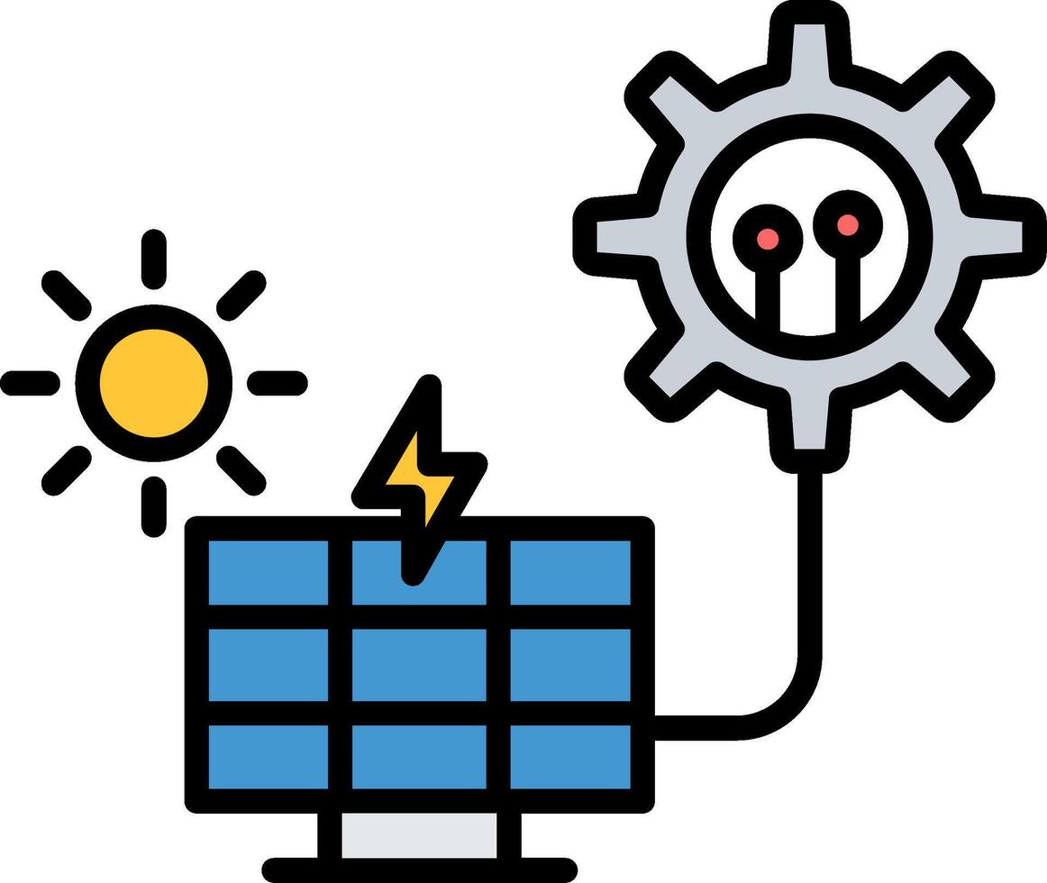 Solar Panel Line Filled Icon vector