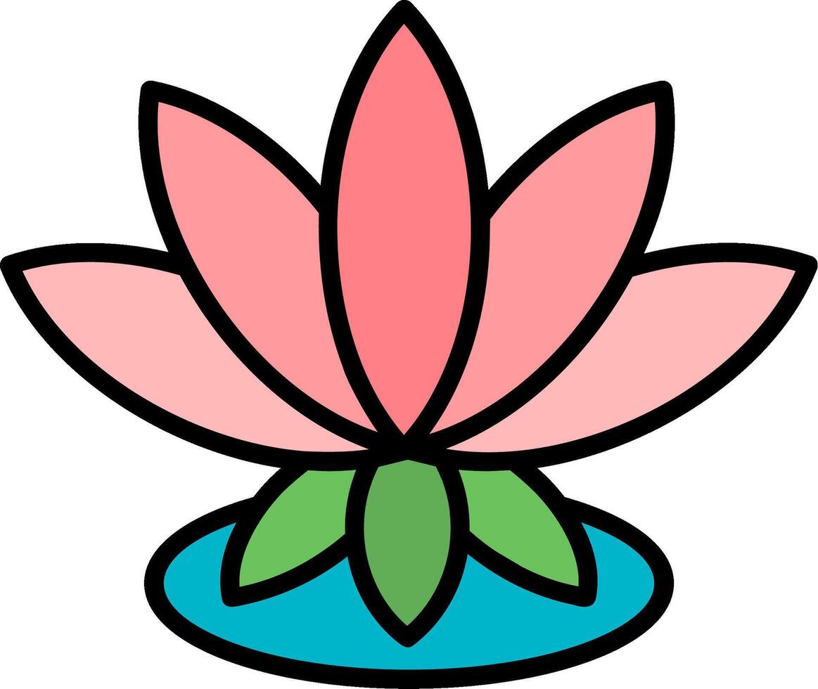 Lotus Line Filled Icon vector