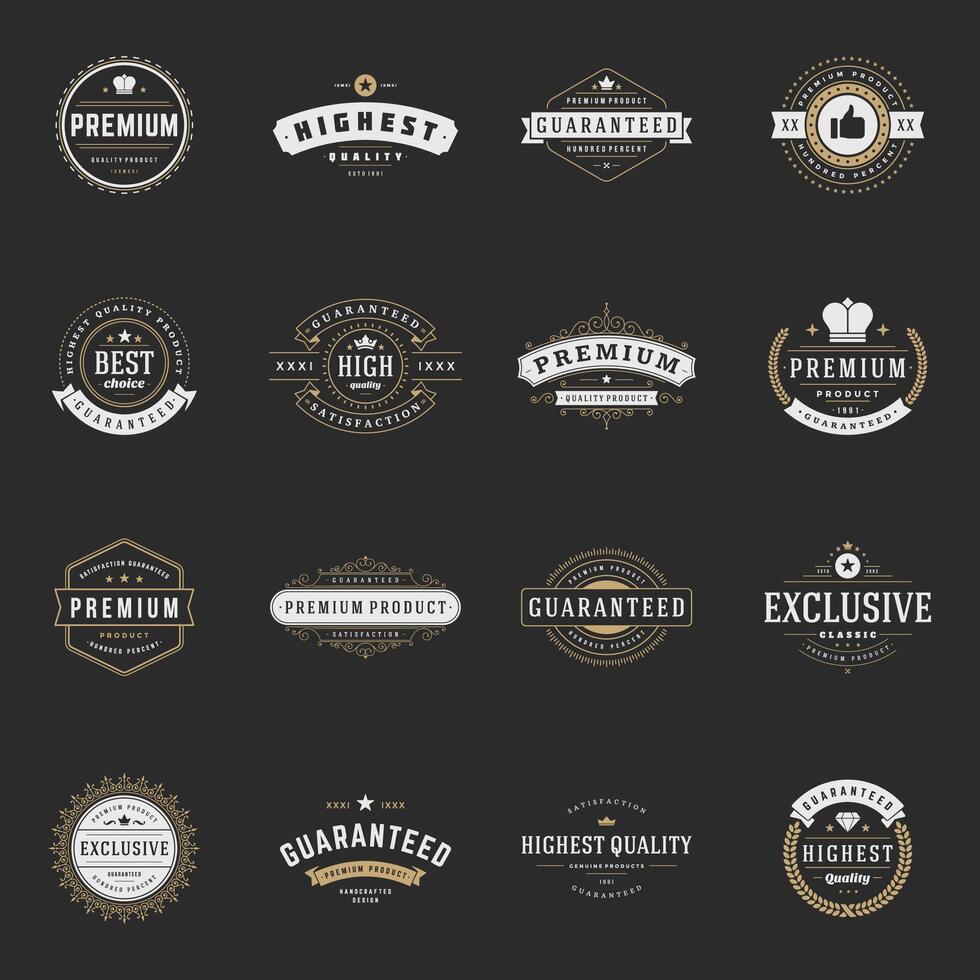 Retro Vintage Premium Quality Labels set vector