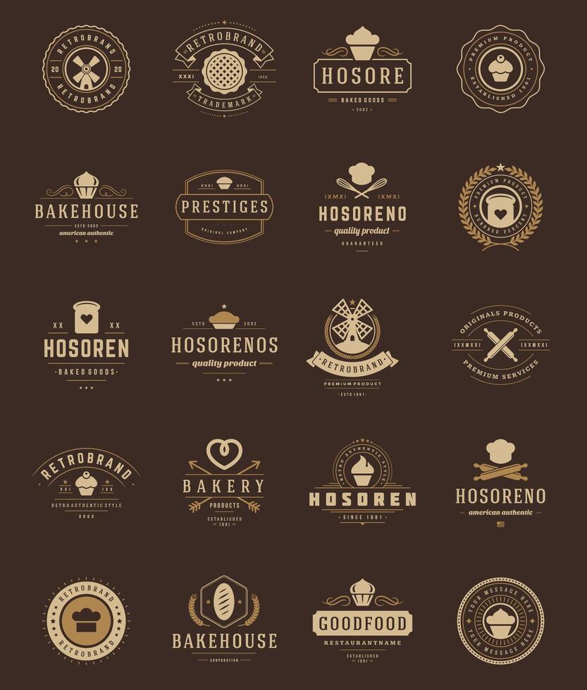 Bakery Shop Logos, Badges and Labels Design Elements set vector